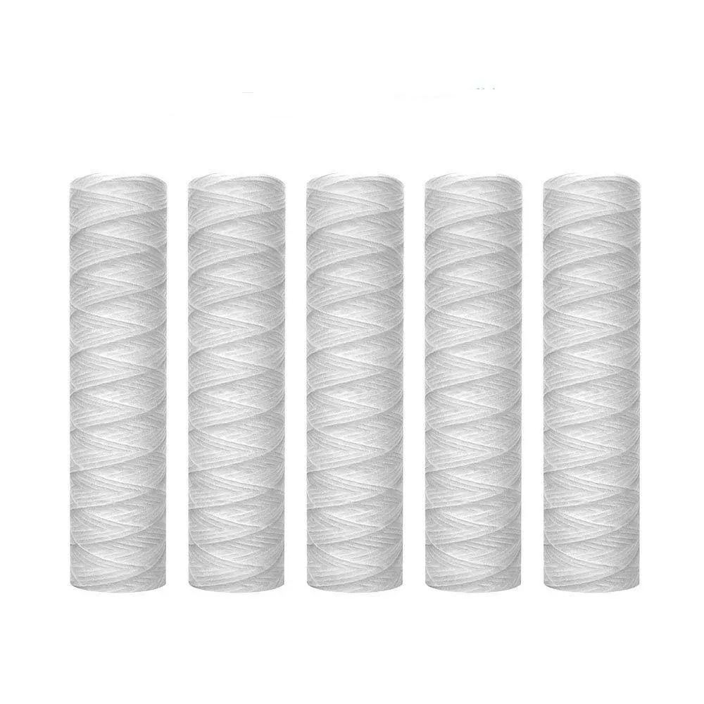 5 Micron 10" x 2.5" String Wound Sediment Water Filter Cartridge,5 Pack,Whole House Sediment Filtration, Universal Replacement for Most 10 inch RO Unit