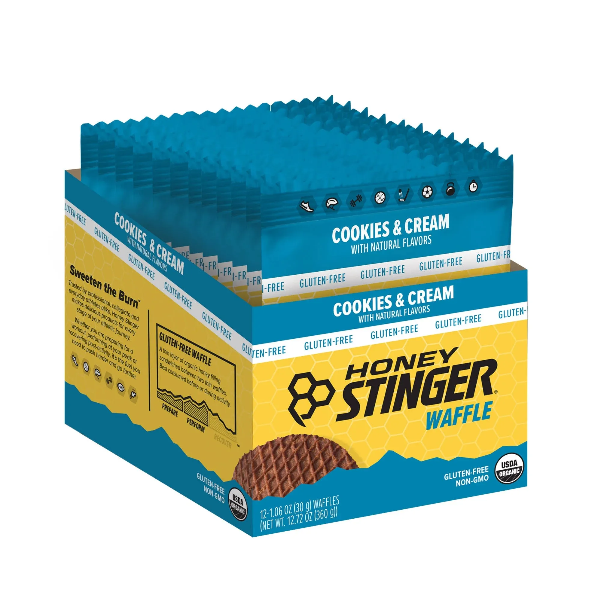 Honey Stinger Gluten Free Waffles Box-12 Cookies-cream