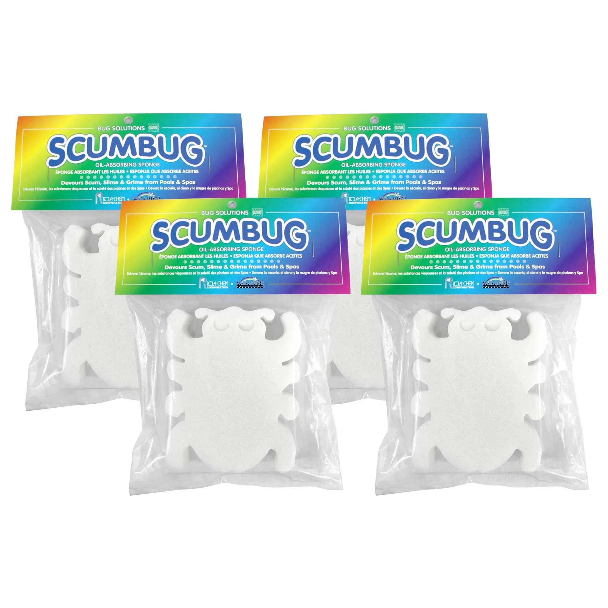 Bug Solutions Scumbug Swimming Pool Spa &amp; Hot Tub Oil Absorbing Sponge - 4 Pack