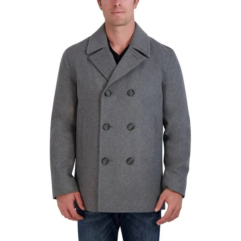 Nautica Men's Peacoat Wool Blend Double Breasted Winter Trench Coat