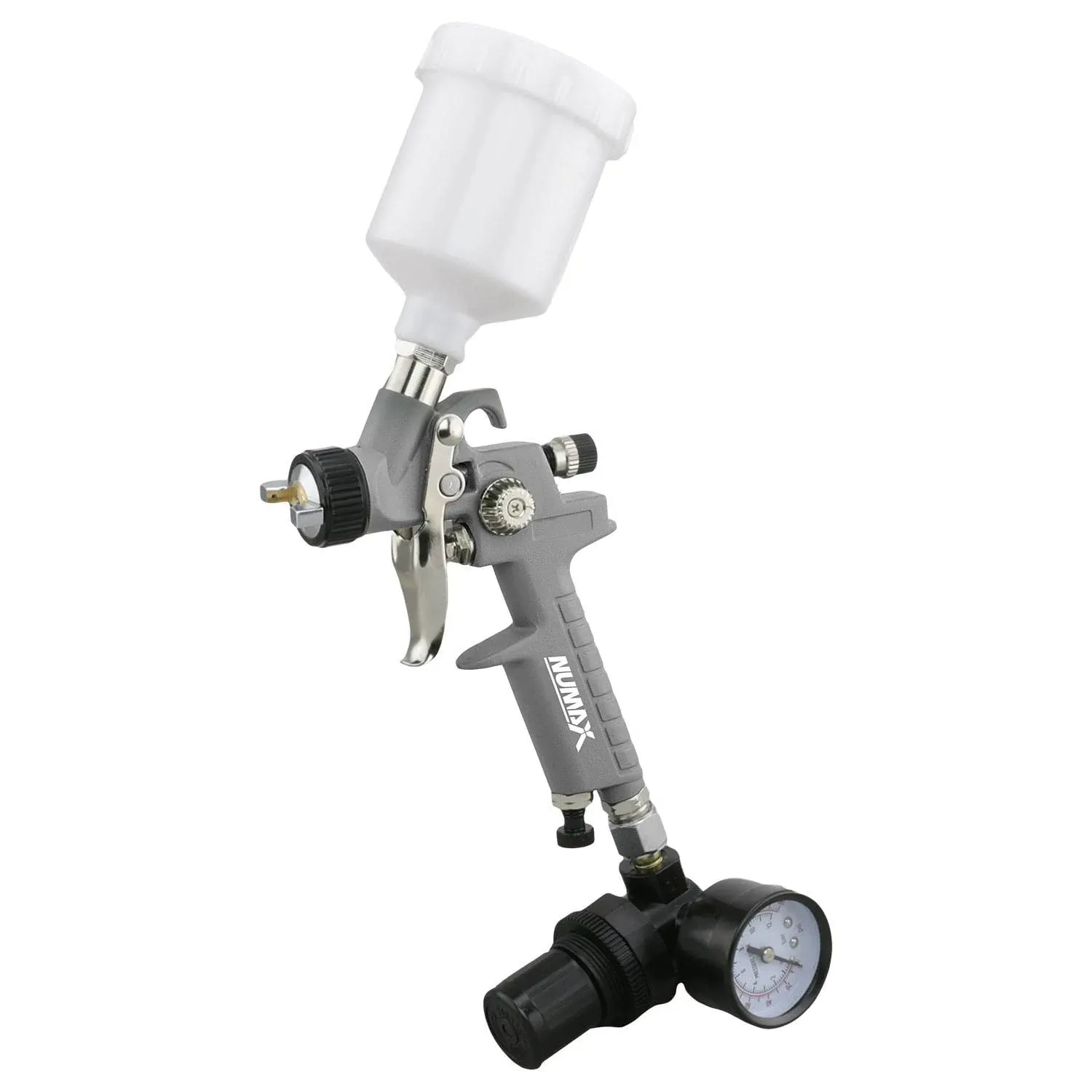 NuMax SPS08 Pneumatic 0.8mm Tip Mini HVLP Gravity Feed Spray Gun with 125cc ...