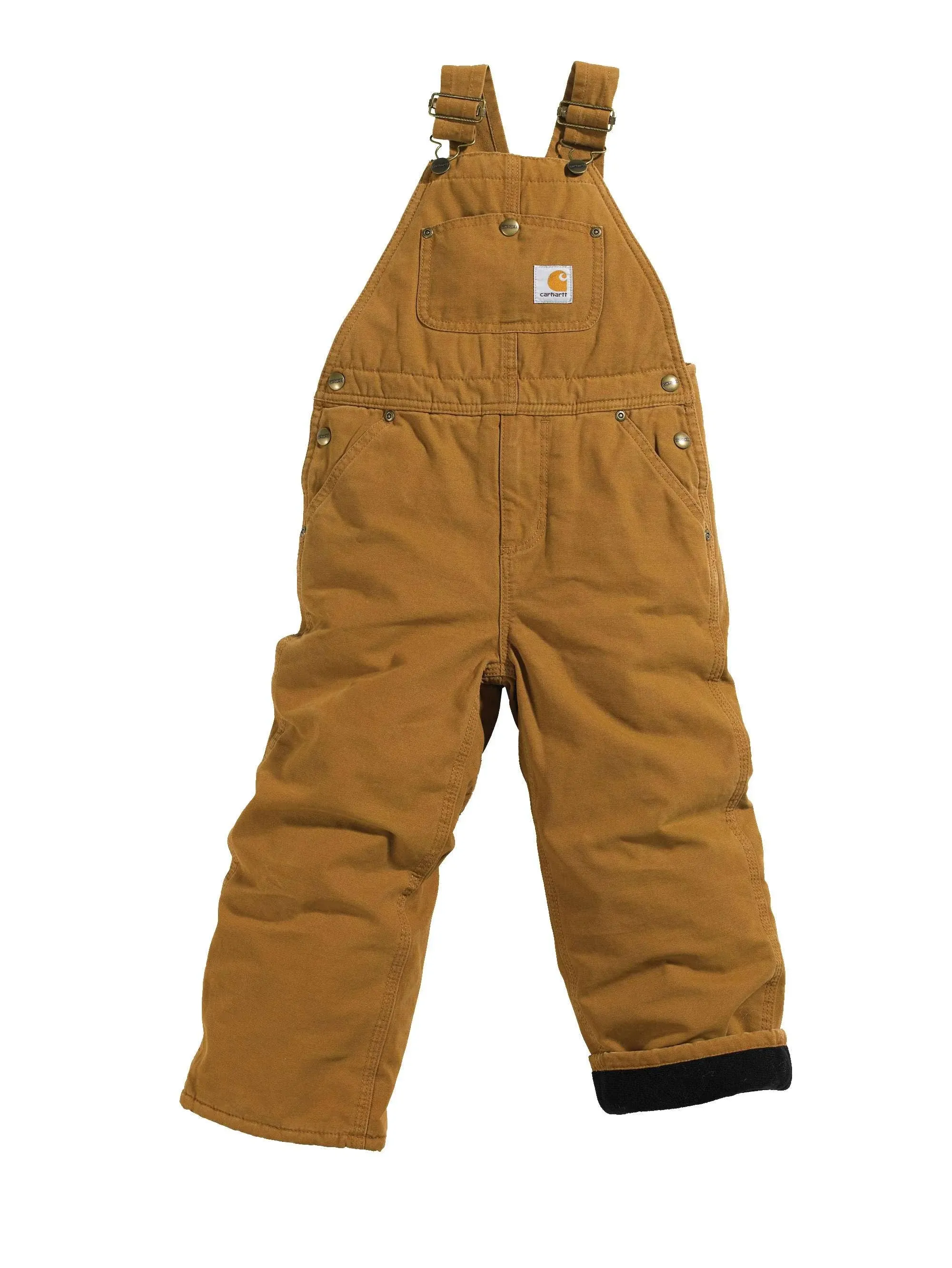 Carhartt Boys' Canvas Bib Overall/ Quilt Lined, Brown