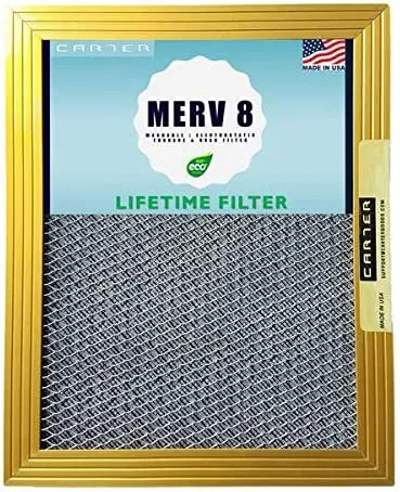 20X20X1 CARTER | MERV 8 | Lifetime HVAC & Furnace Air Filter | Washable Electrostatic | High Dust Holding Capacity