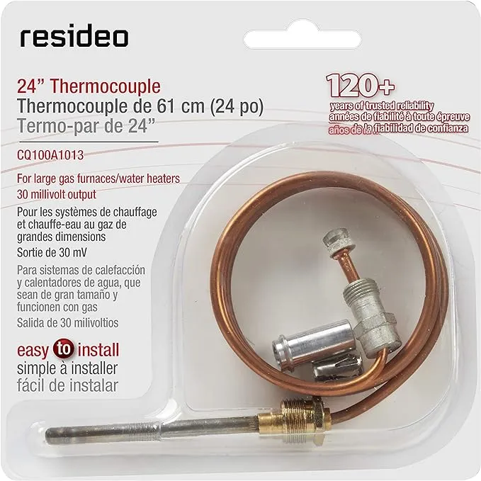 Honeywell Resideo CQ100A1013/U 24-Inch Replacement Thermocouple for Gas Furnaces, Boilers and Water Heaters