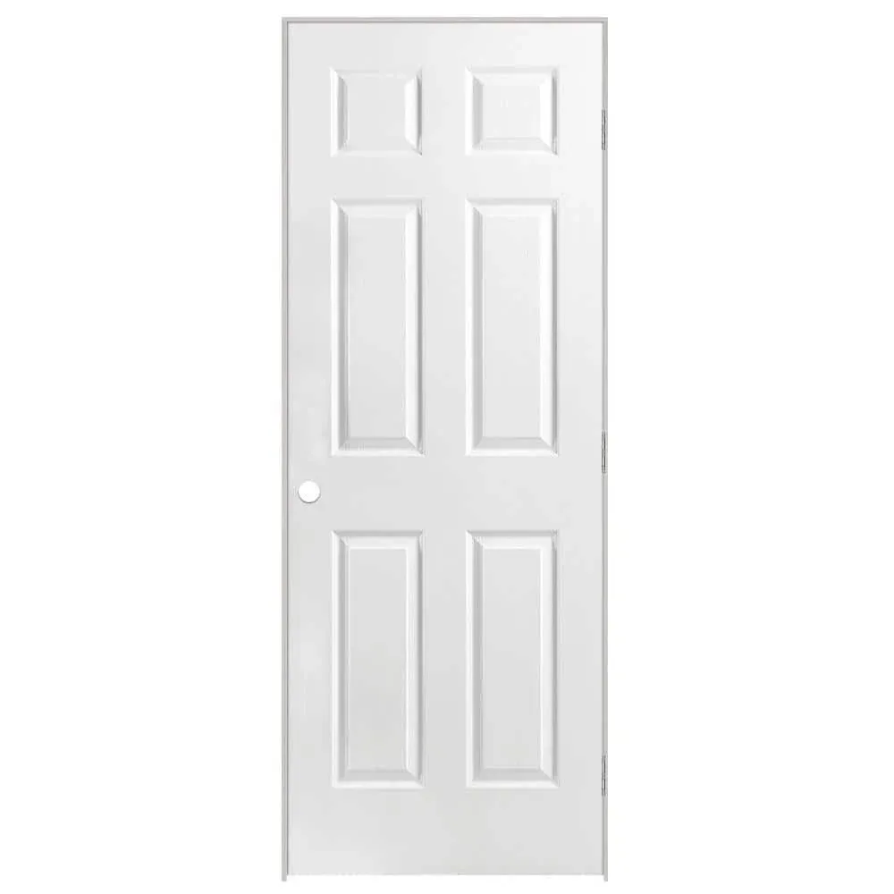 24 in. x 80 in. 6 Panel Left-Handed Primed Composite Solid Core Single Prehung Interior Door 4-9/16 in. Flat Jamb