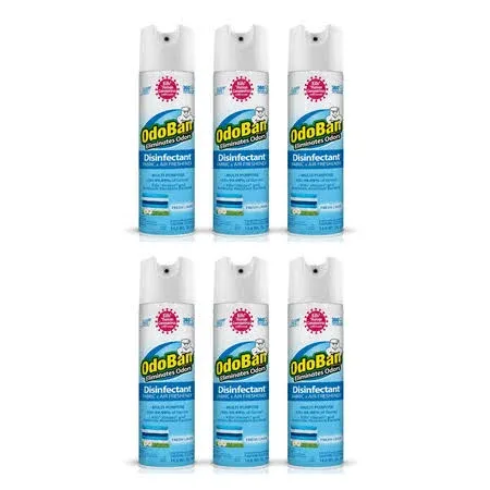 OdoBan Ready-to-Use Disinfectant and Harsh Aroma Eliminator, Cleaner and Fabric/Air Freshener, Set of 2, 14.6 Ounce 360-Degree Continuous Spray and 32 Ounce Trigger Spray, Lavender Scent