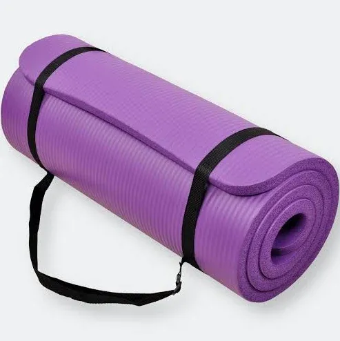 BalanceFrom GoCloud 1" Extra Thick Exercise Yoga Mat with Carrying Strap