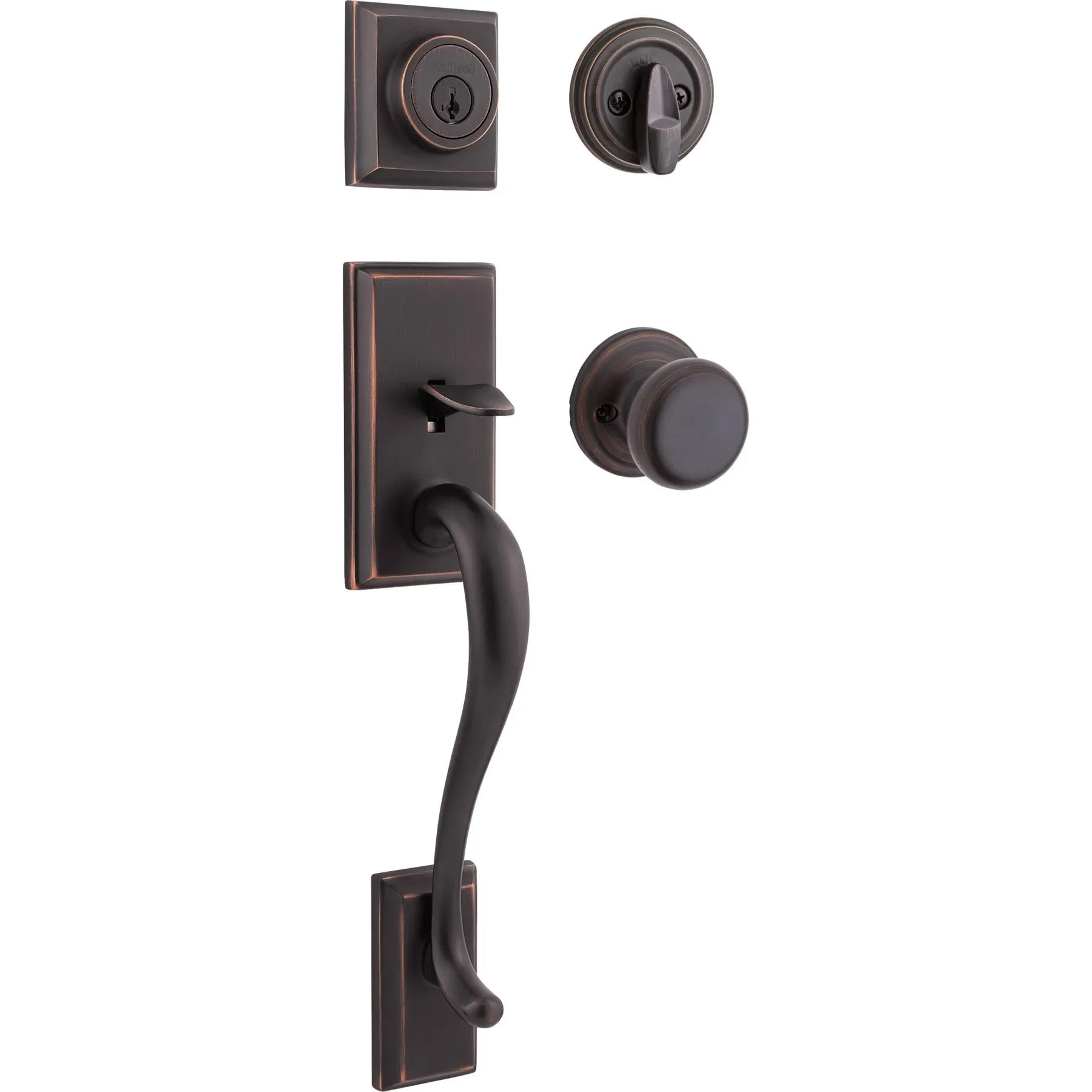 Kwikset Hawthorne Single Cylinder Handleset w/Juno Knob featuring SmartKey in Venetian Bronze