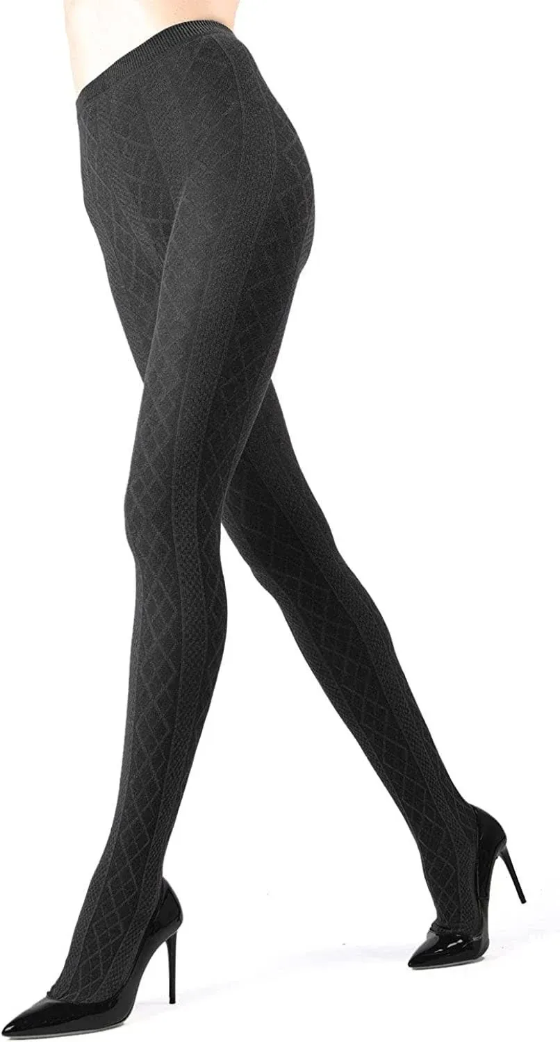 Memoi Juneau Diamonds Sweater Tights Large/X-Large / Dark Gray Heather, Women's ...