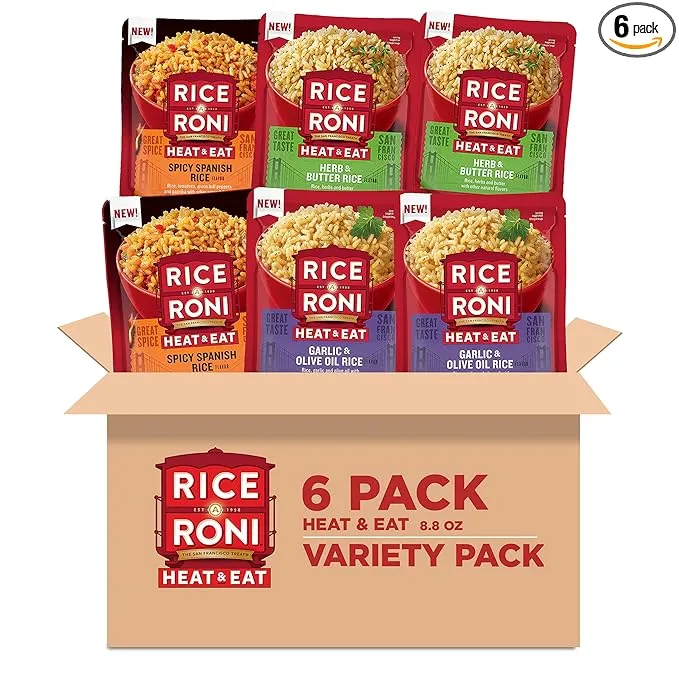 Rice a Roni Heat & Eat Rice, 3 Flavor Variety Pack, 8.8 oz, Pack of 6