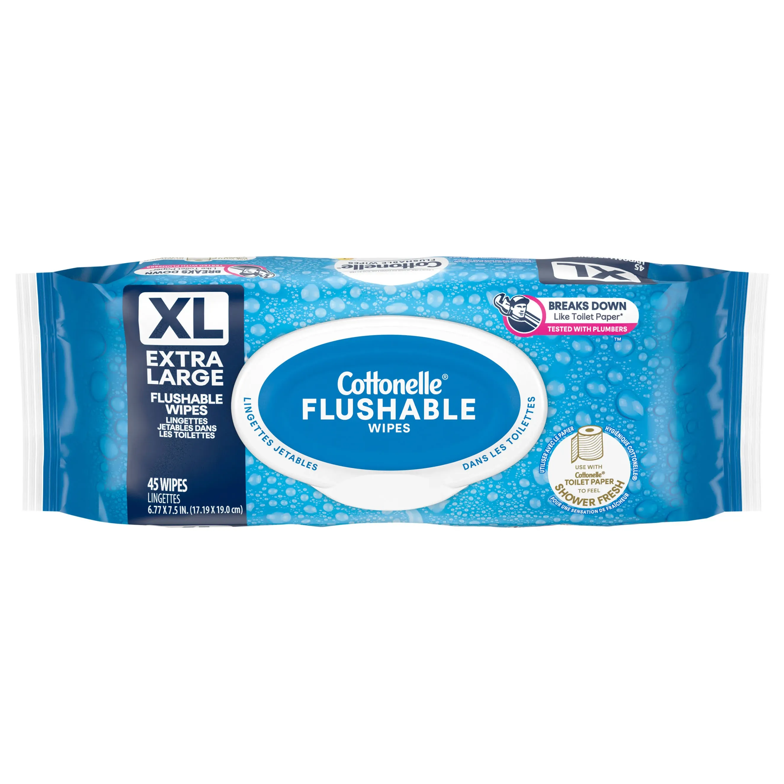 Cottonelle Flushable Wipes, Extra Large - 45 wipes