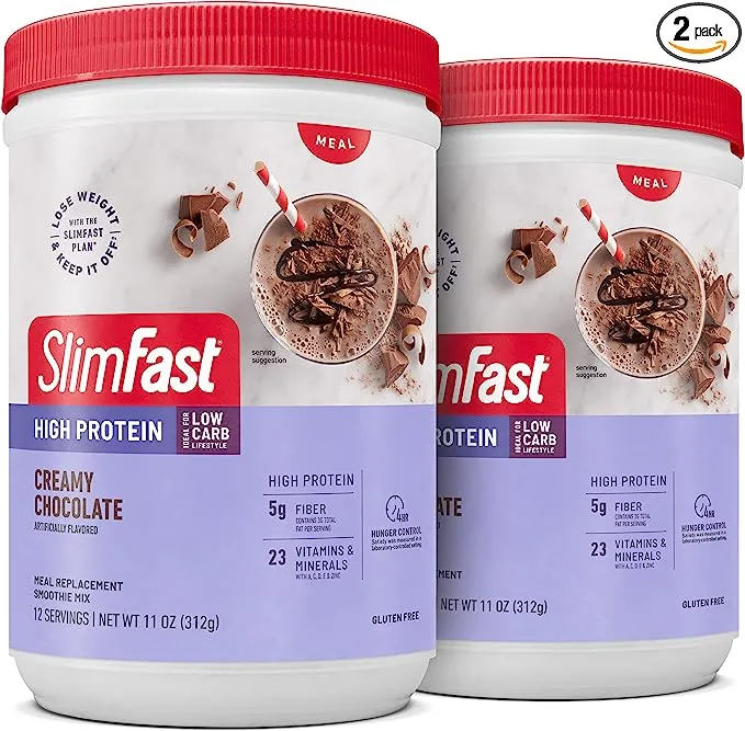 SlimFast High Protein Meal Replacement Powder, 26 Servings, Advanced Nutrition Smoothie Mix