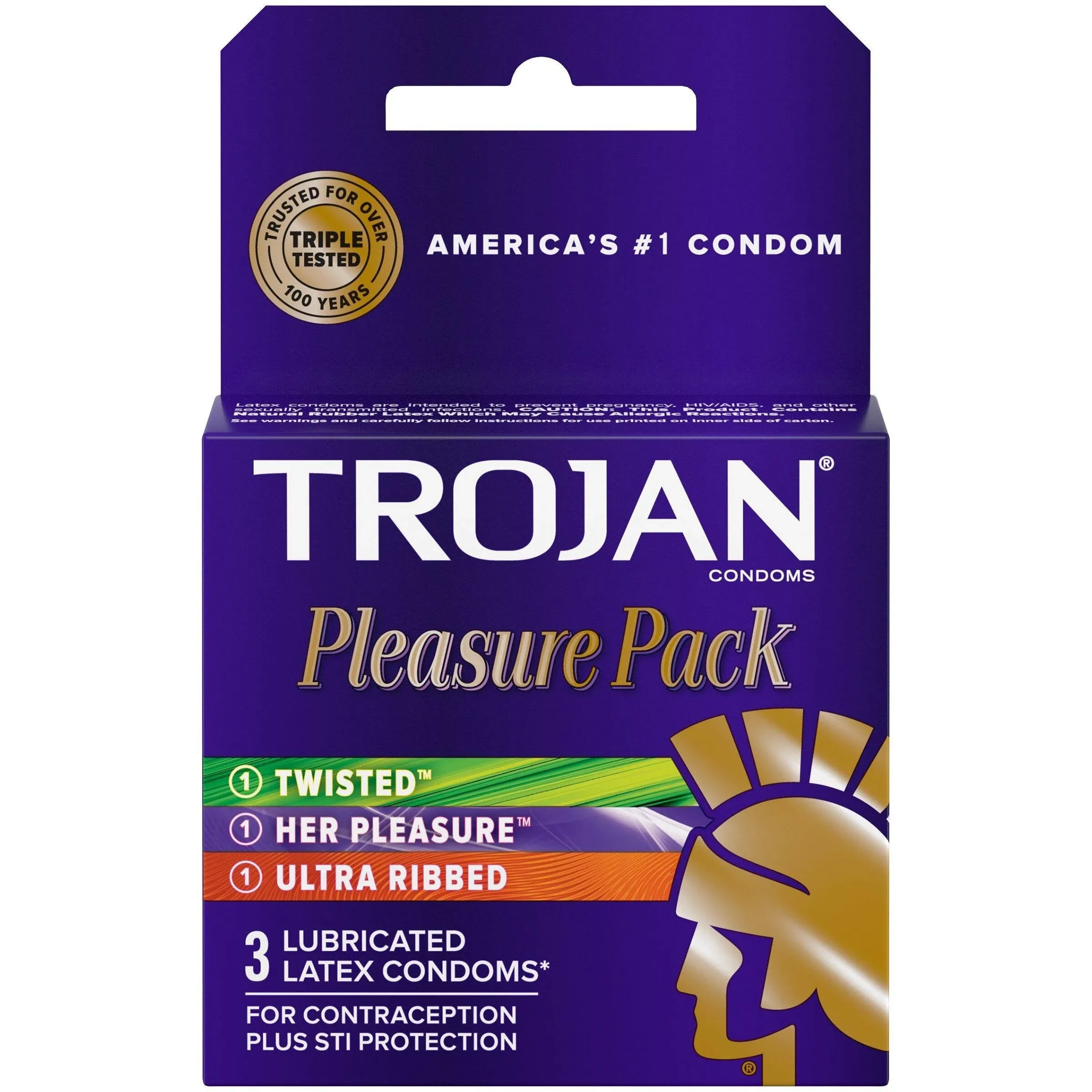 Trojan Pleasure Variety Pack Lubricated Condoms, 3 Count