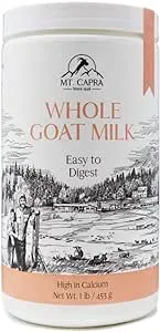 Whole Goat Milk by Mt. Capra | A Whole Goat Milk Powder from Non-GMO, Grass-fed Goats, Creamy, Great Tasting, Easy to Digest, A2 Milk - 1 pound