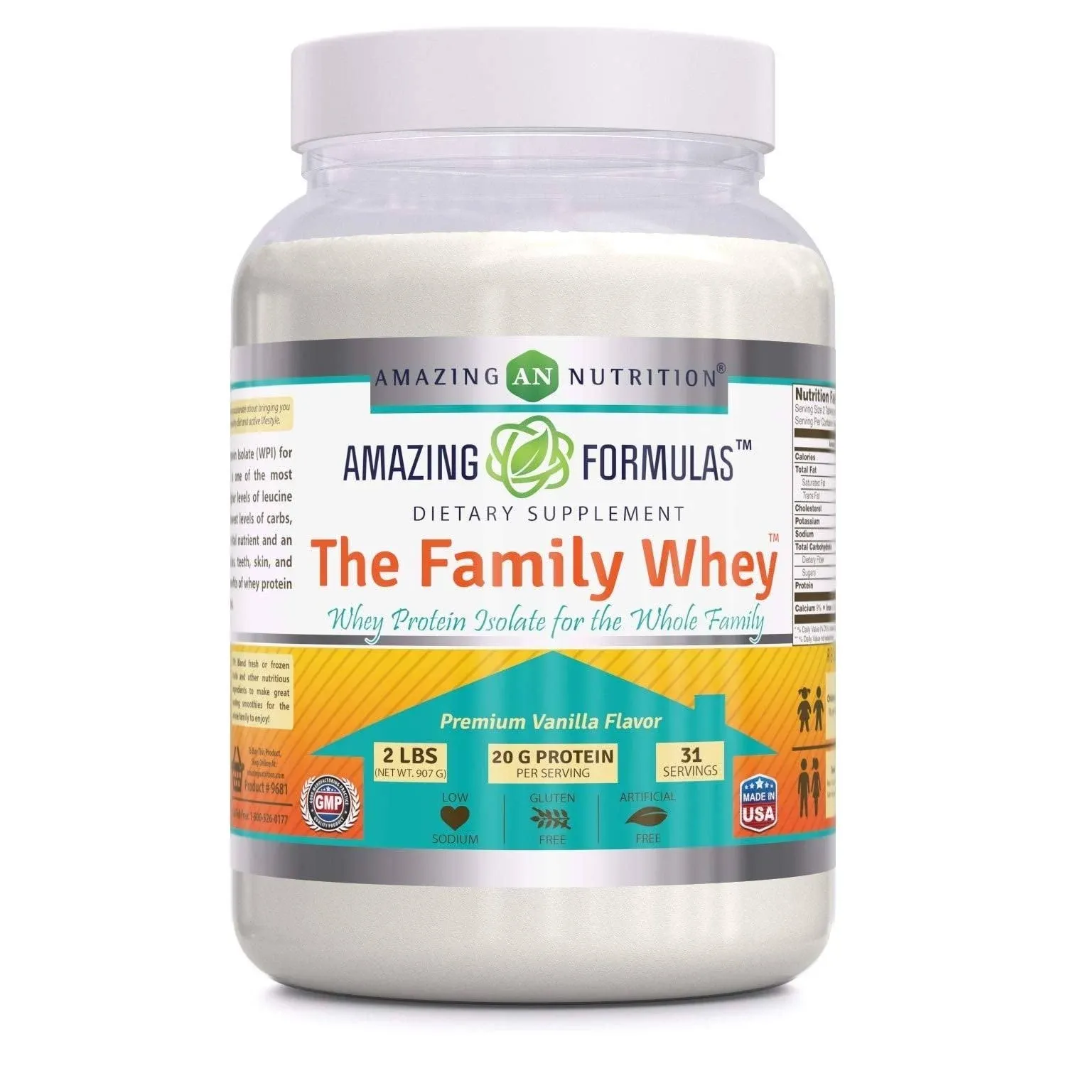 Amazing Formulas The Family Whey- Whey Protein Isolate (Vanilla Flavor) - 2 Lbs