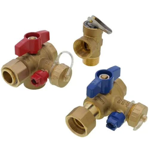 Rheem RTG20326 Brass Tankless Water Heater Service Valve Kit, 3/4&#034; FIP Union