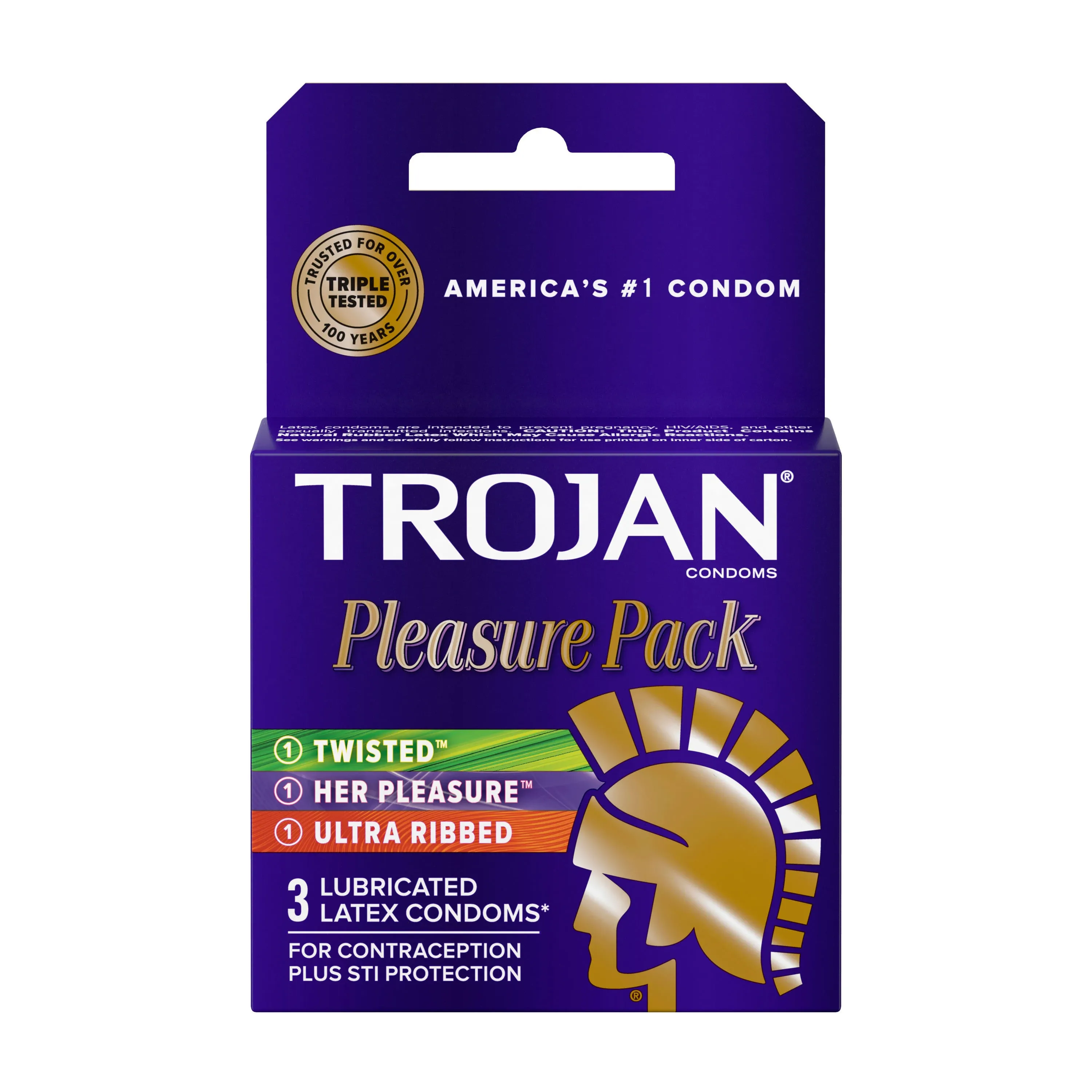 Trojan Pleasure Variety Pack Lubricated Condoms, 3 Count