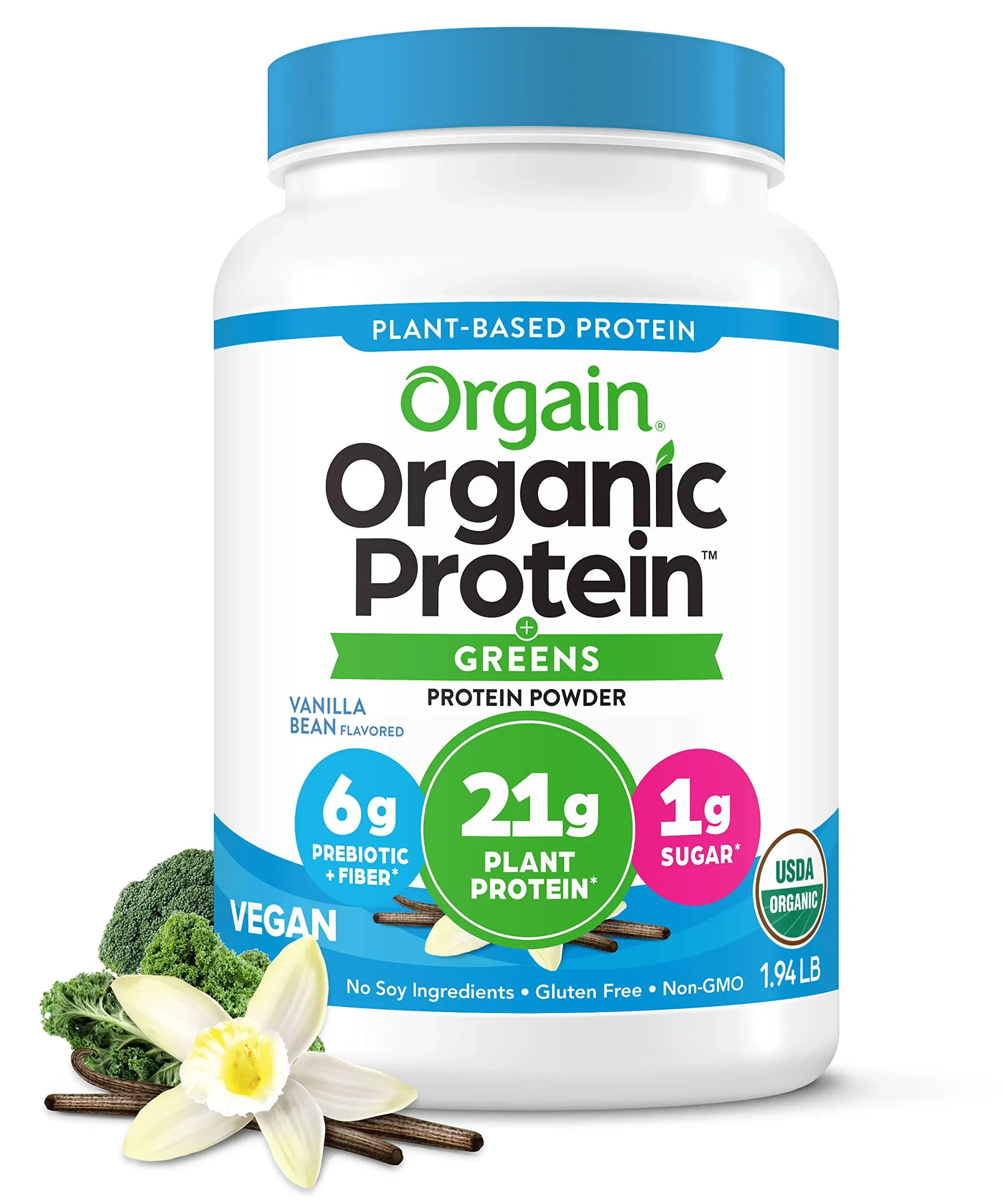 Organic Protein & Greens Protein Powder, Plant Based, Vanilla Bean - Orgain