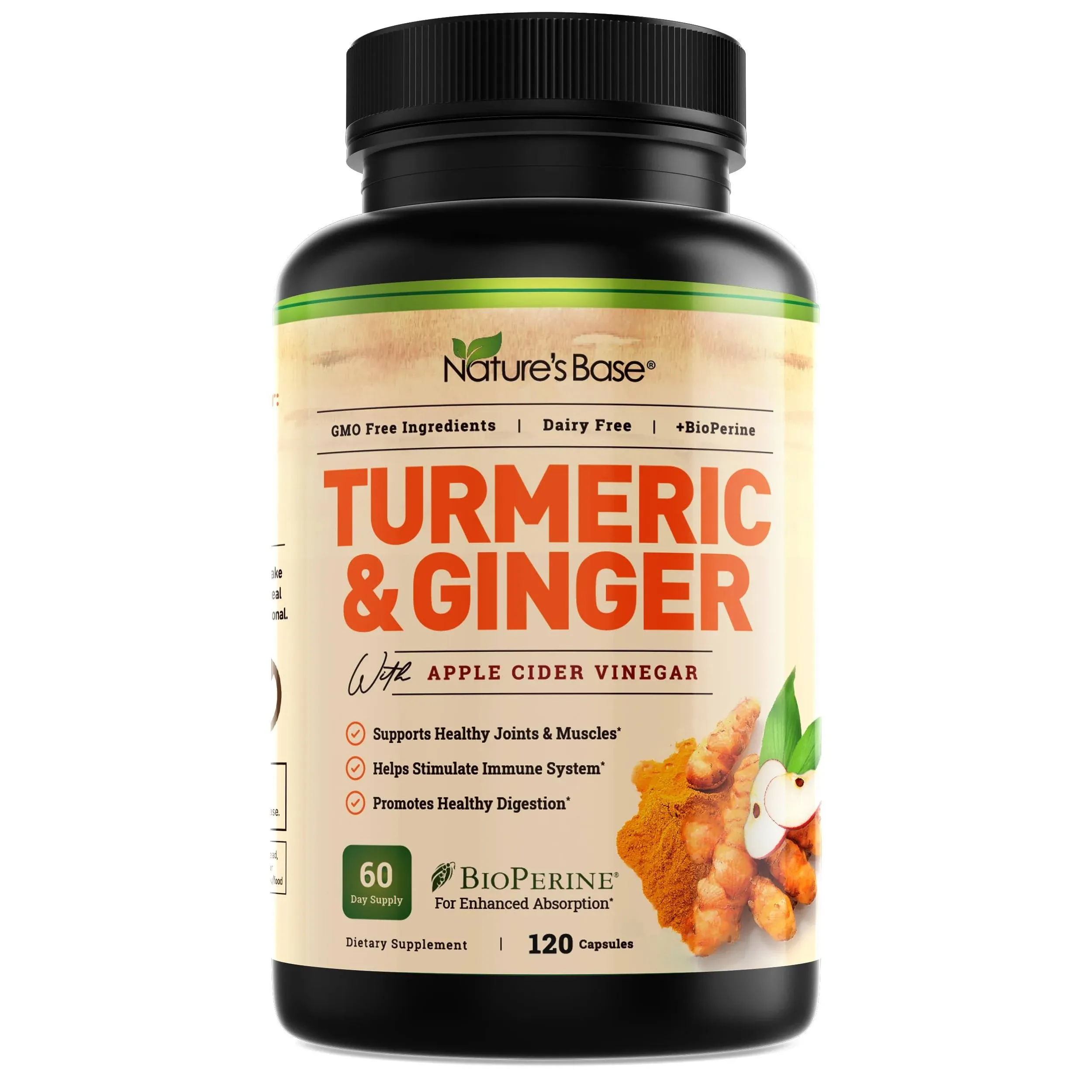 240 Capsules - Turmeric and Ginger Supplement - with Apple Cider Vinegar 