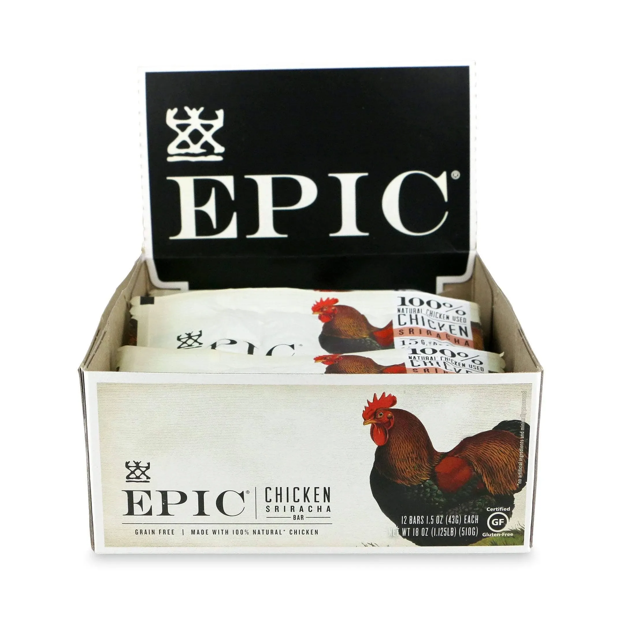 Epic Bars, Chicken Sriracha - 12 pack, 1.3 oz bars