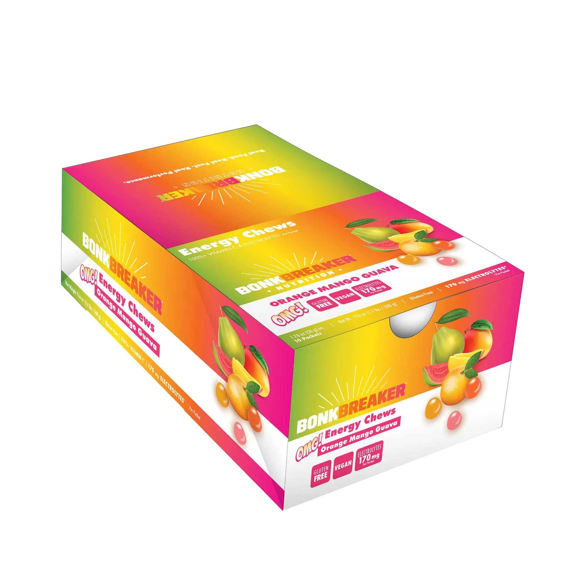 Bonk Breaker Energy Chews, Orange/Mango/Guava (omg) Box/10