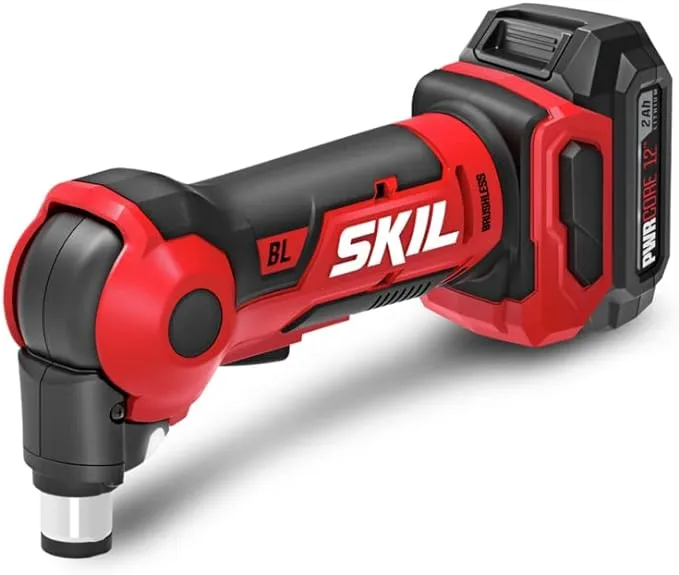 SKIL PWR CORE 12 Brushless 12V Auto Hammer Kit includes 2.0Ah Lithium Battery and PWR JUMP Charger - AH6552A-10, Red