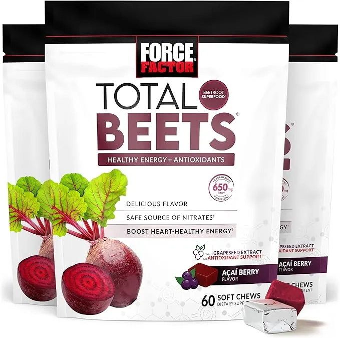 Force Factor, Total Beets Blood Pressure Support, Acai Berry, 60 Soft Chews