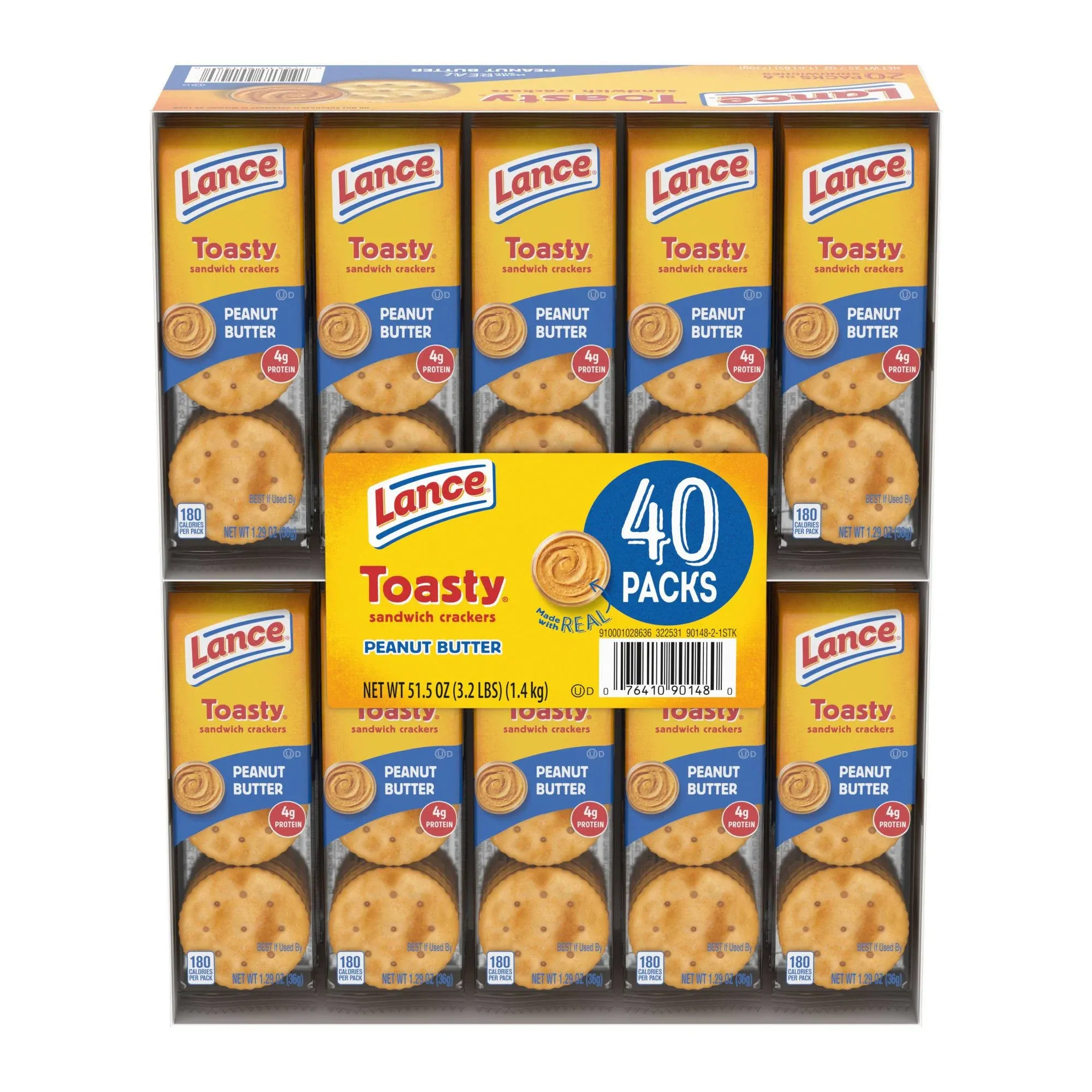 Lance Toasty Sandwich Crackers, Peanut Butter, 40 Packs - 40 packs, 51.5 oz