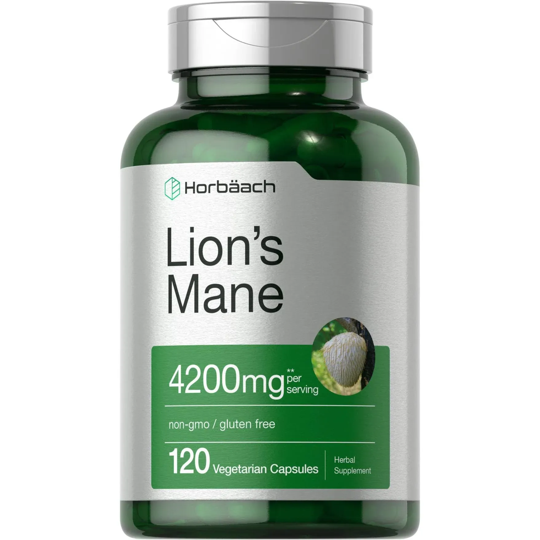 Lions Mane Mushroom Extract | 4200mg | 120 Capsules | Vegetarian, Non-GMO, Gluten Free Supplement | by Horbaach