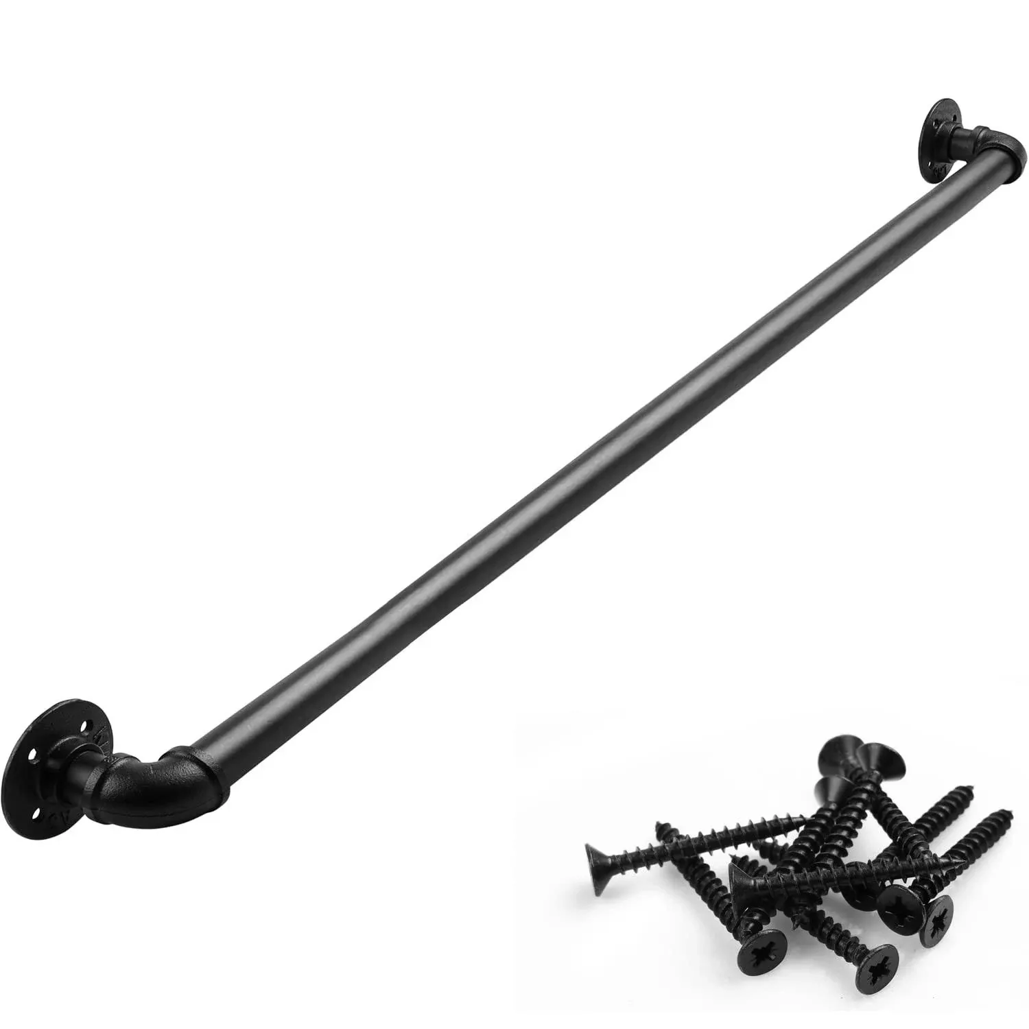 Pipe Stair Handrail, 3 Ft Metal Staircase Handrail, Black Galvanized Industrial Iron Hand Rail for Indoor & Outdoor Wall Mount Support, Wall Hand Railing,Safety Handle, Steps Baluster(HR01)