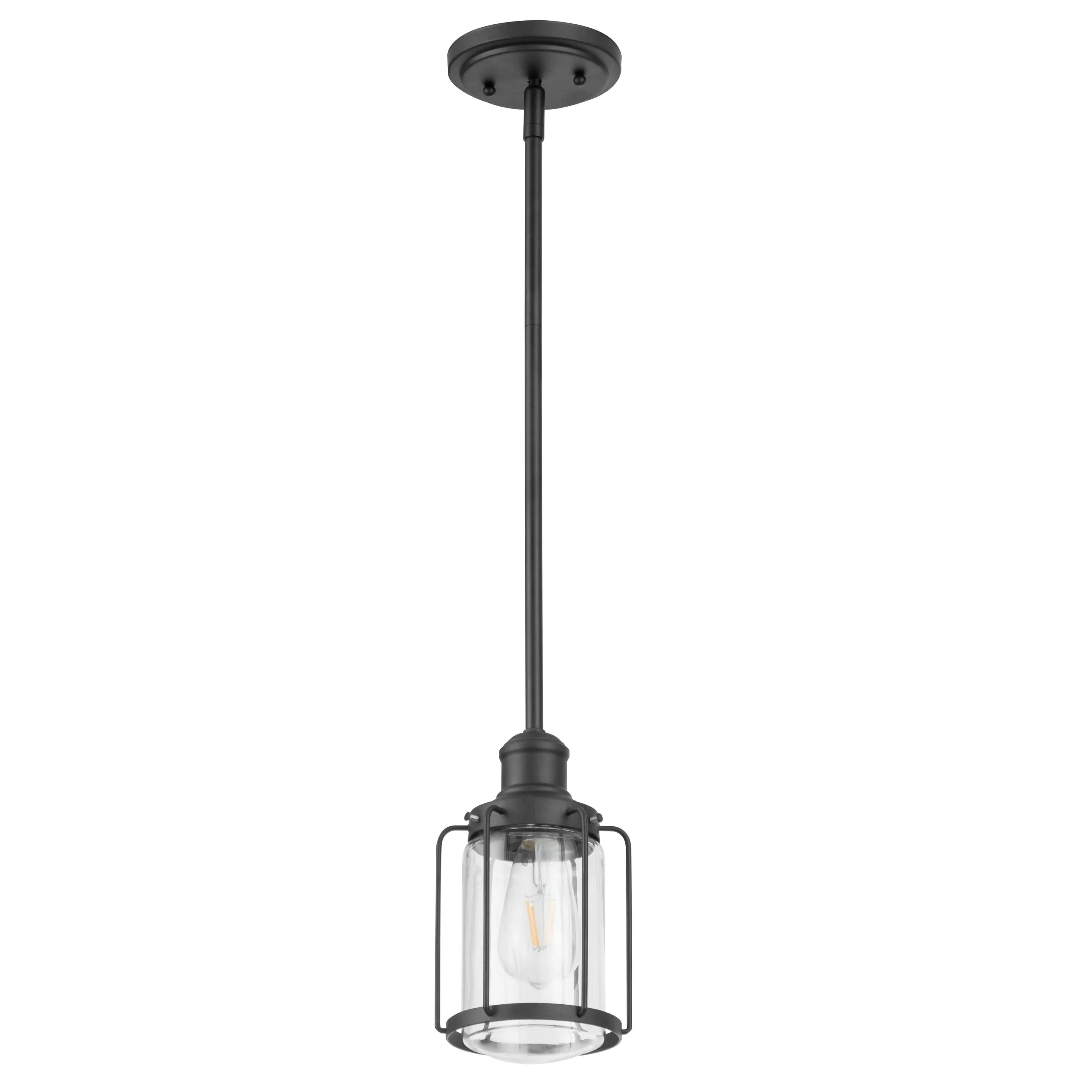 Prominence Home Lincoln Woods Industrial Pendant Light, 1 Light, Matte Black - Industrial - Pendant Lighting - by Palm Coast Imports | Houzz