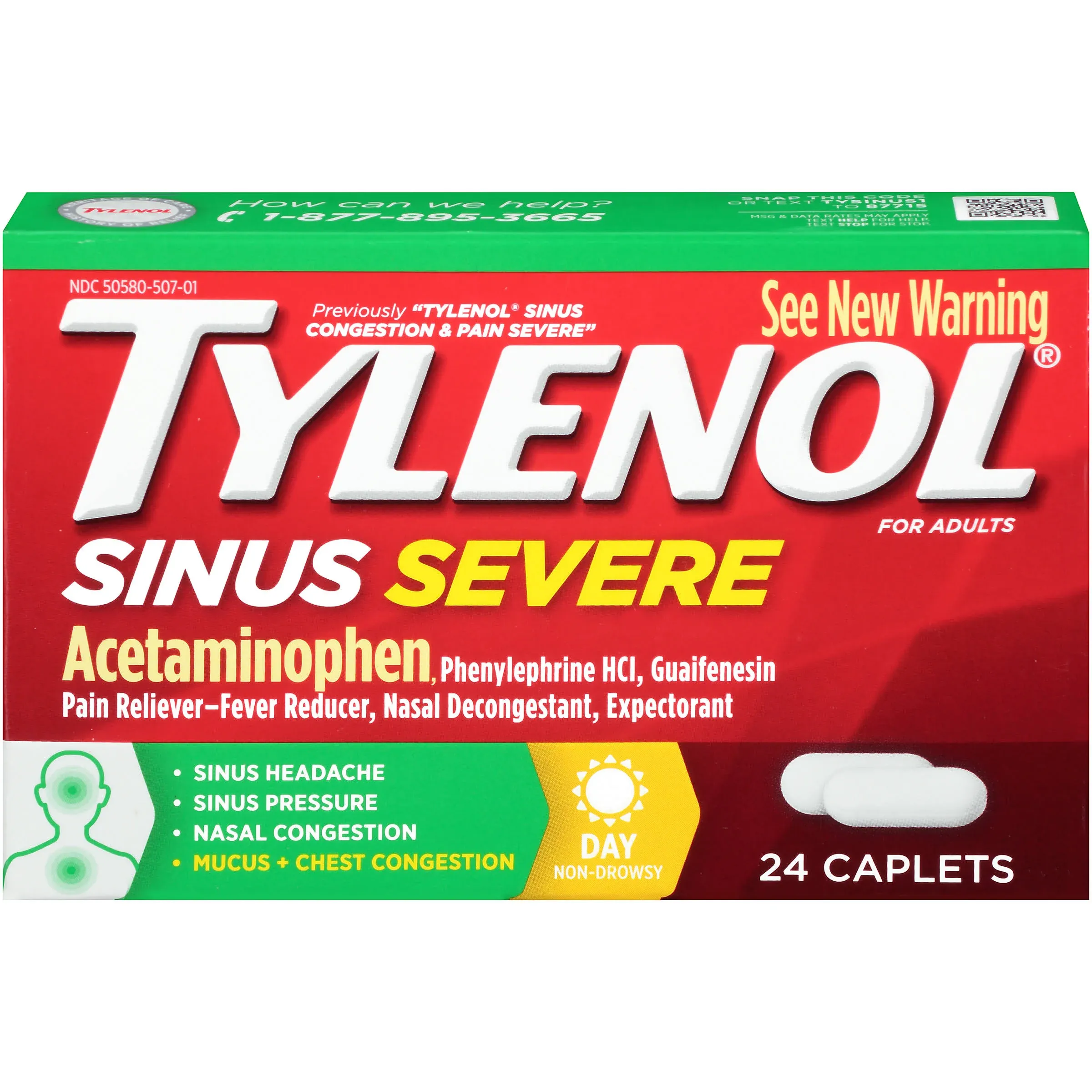 Tylenol Sinus Severe Daytime Caplets with Non-Drowsy Formula - 24 count