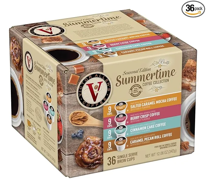 Victor Allen's Coffee Summertime Coffee Variety Pack, Medium Roast, 36 Count, Single Serve Coffee Pods for Keurig K-Cup Brewers