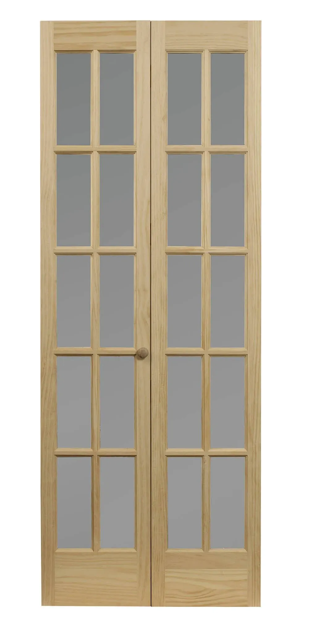 AWC Model 627 Traditional Divided Frosted Glass Bifold Door 24"wide x 80" Unfinished Pine