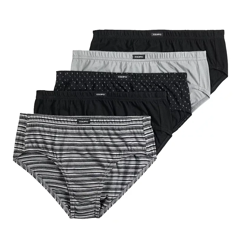 Equipo Men's 5-Pack Low Rise Cotton Briefs Black/Gray Size Medium