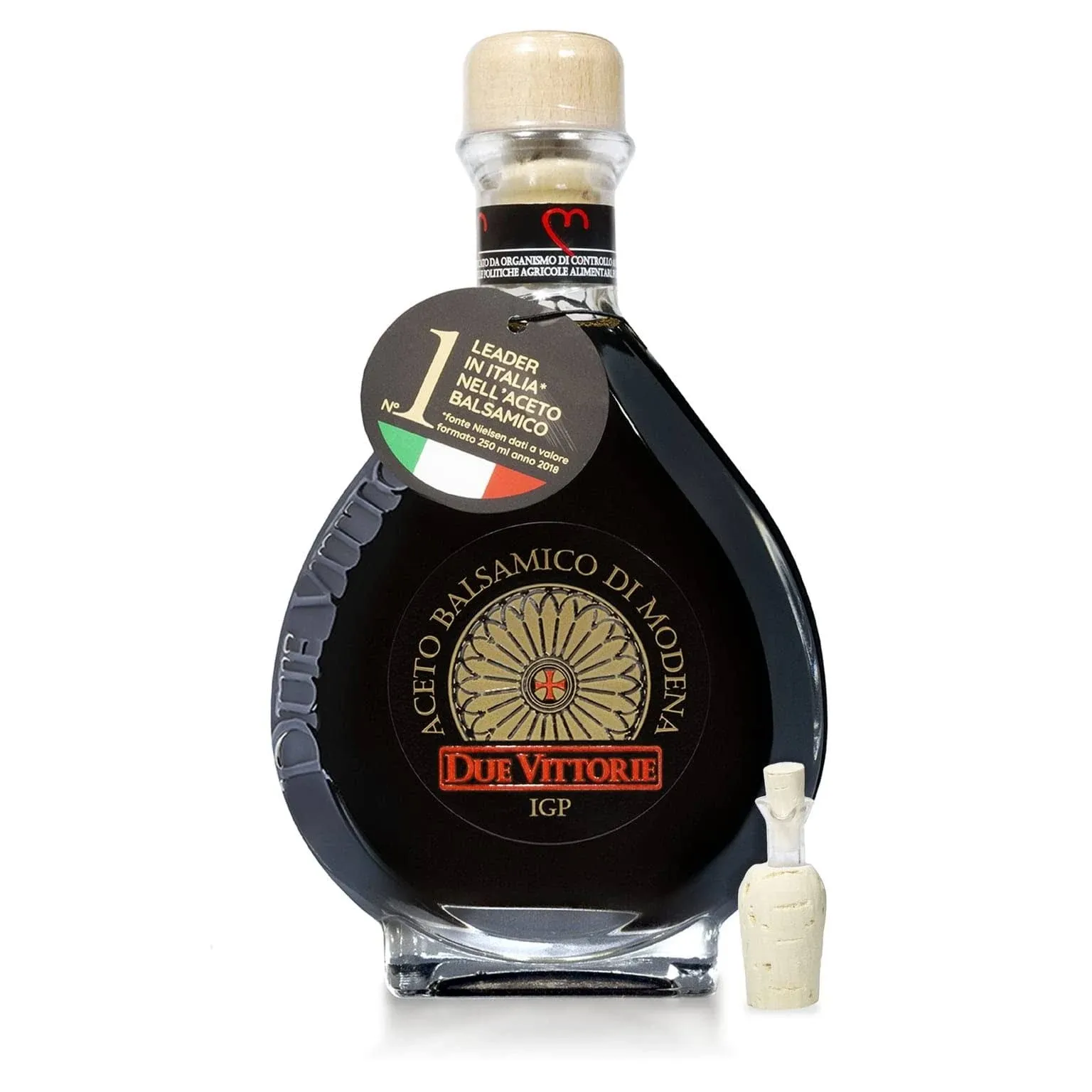 Due Vittorie Oro Gold Balsamic Vinegar of Modena. Highest Score from The Consortium of Modena with Cork Pourer - 8.45fl oz / 250ml