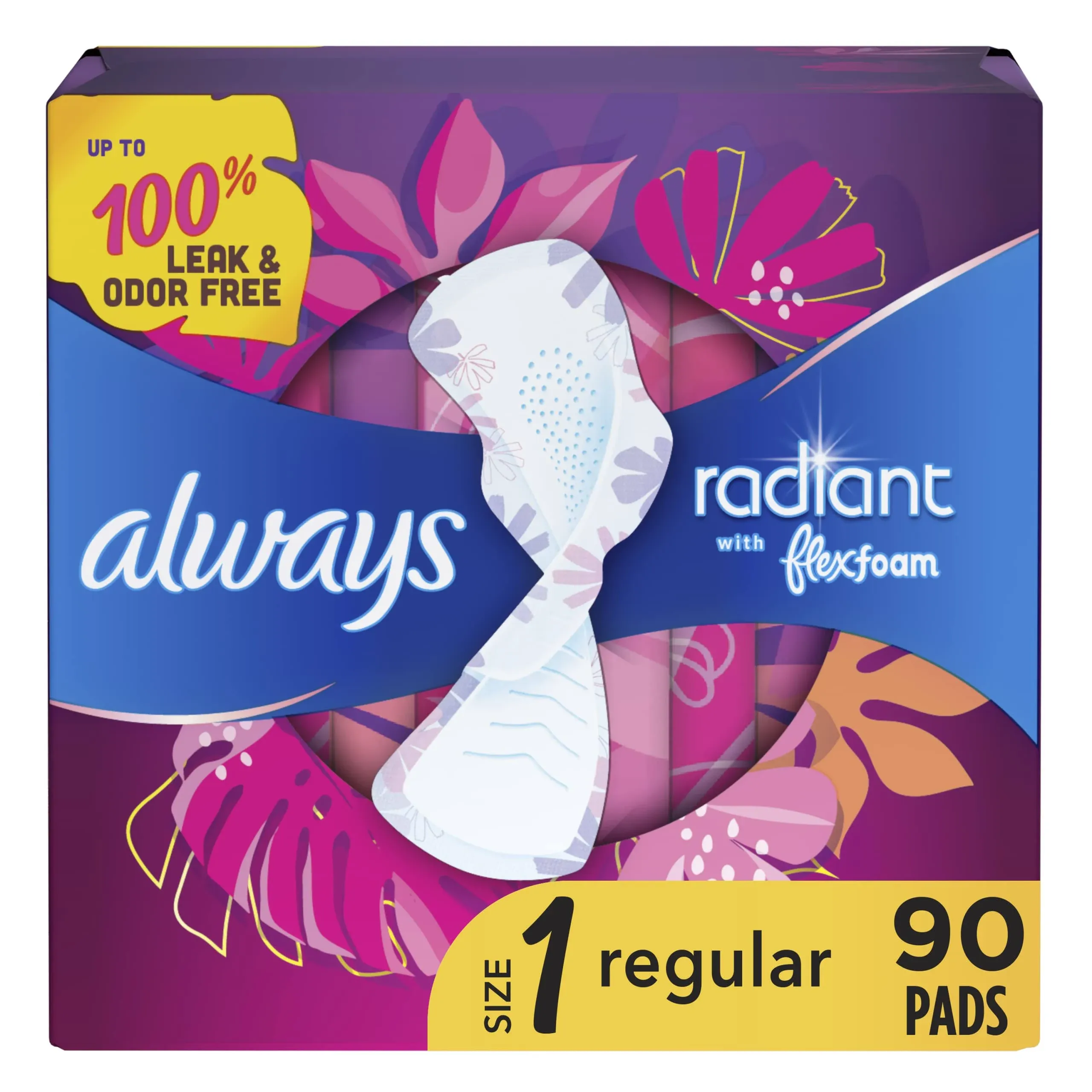 Always Radiant Flexfoam Pads Size 2, Heavy with Wings 26 ct