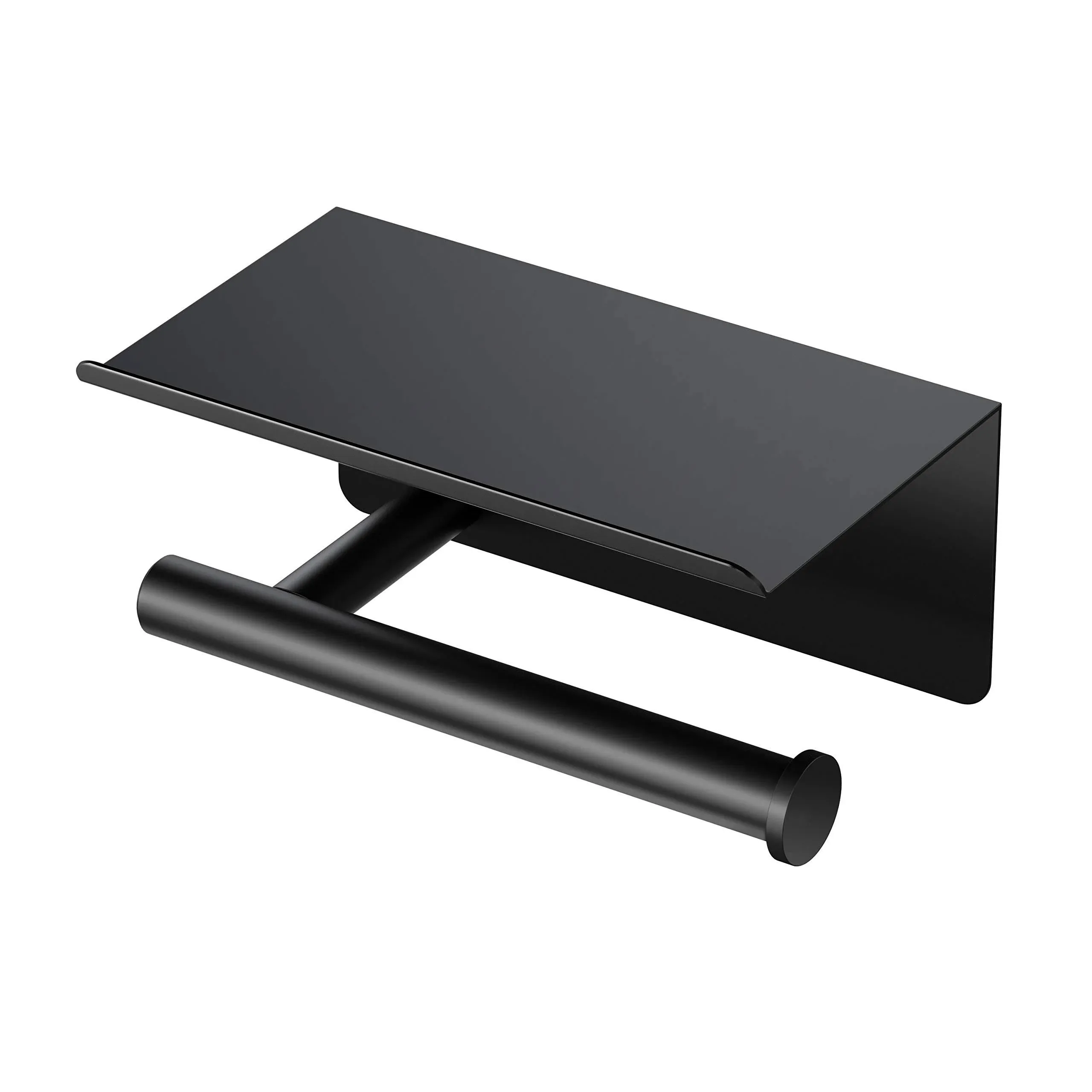 Gatco Latitude II Toilet Paper Holder with Mobile Shelf Matte Black