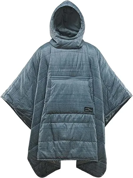 Therm-a-Rest Honcho Poncho Wearable Hoodie Blanket, Blue Woven Print