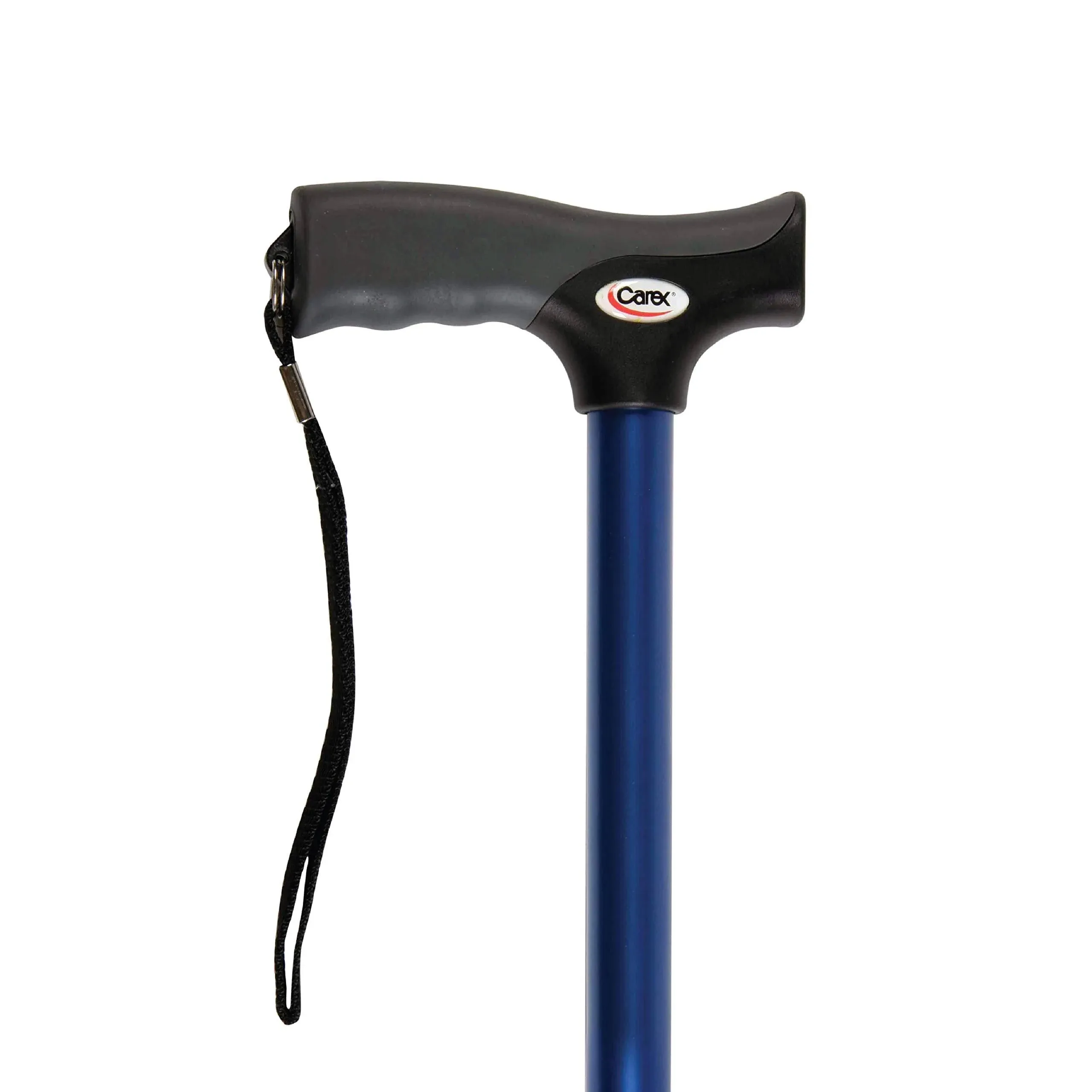 Carex Soft Grip Walking Cane - Height Adjustable Cane With Wrist Strap - Latex Free Soft Cushion Handle, Metallic Blue