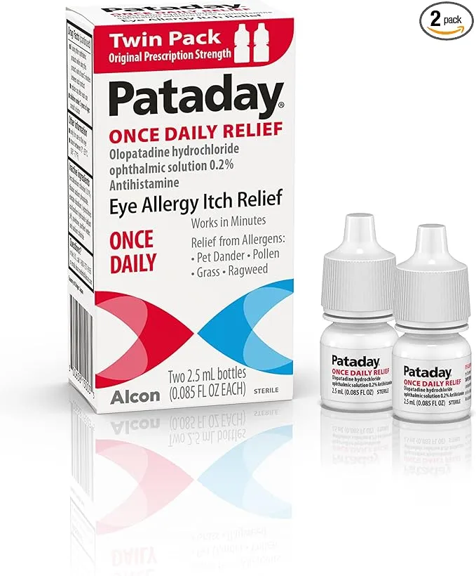 Pataday Once Daily Relief Allergy Eye Drops by Alcon, for Eye Allergy Itch Relief, 2.5 ml (Pack of 2)