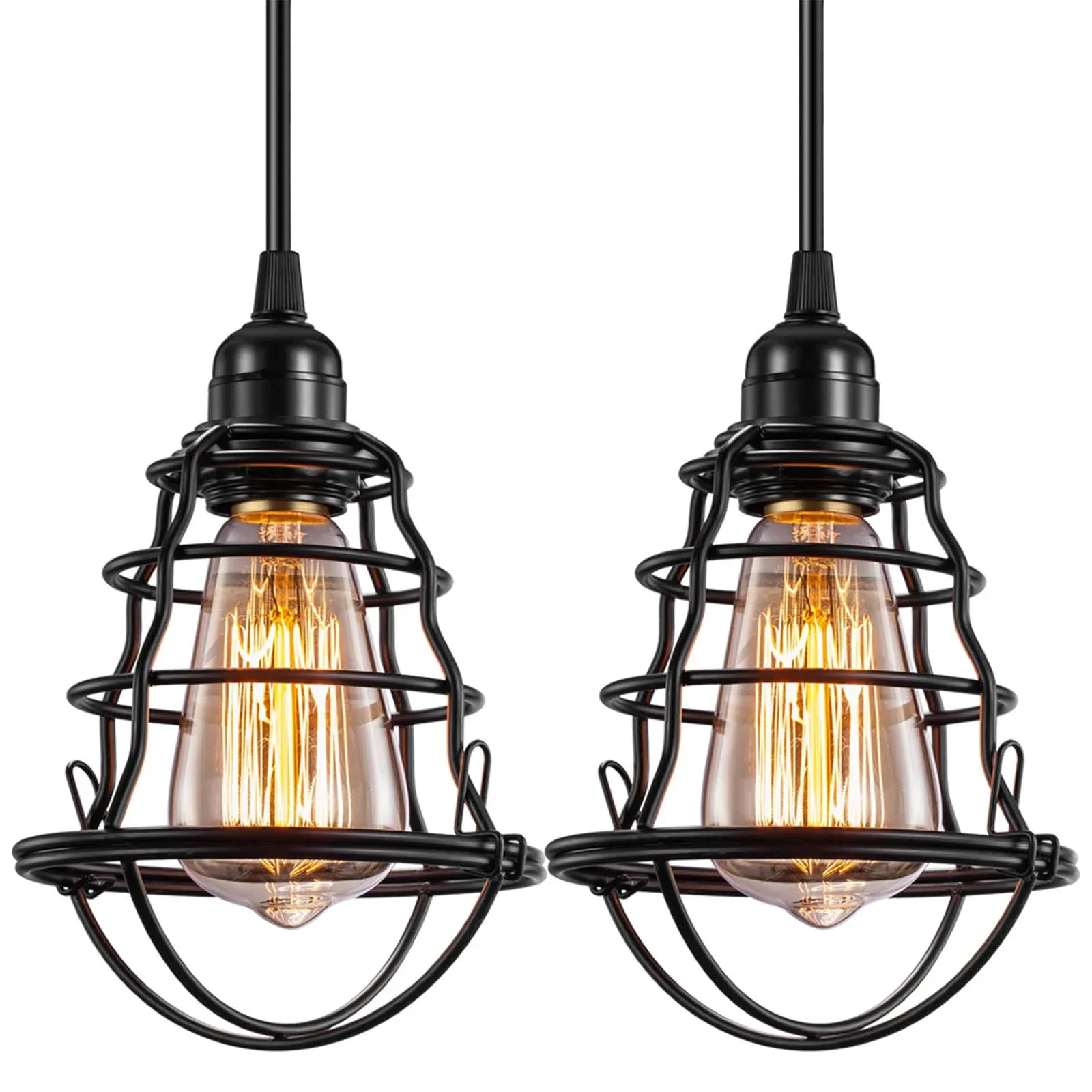 Industrial Plug In Pendant Light Vintage Hanging Cage Pendant Light With Plug In