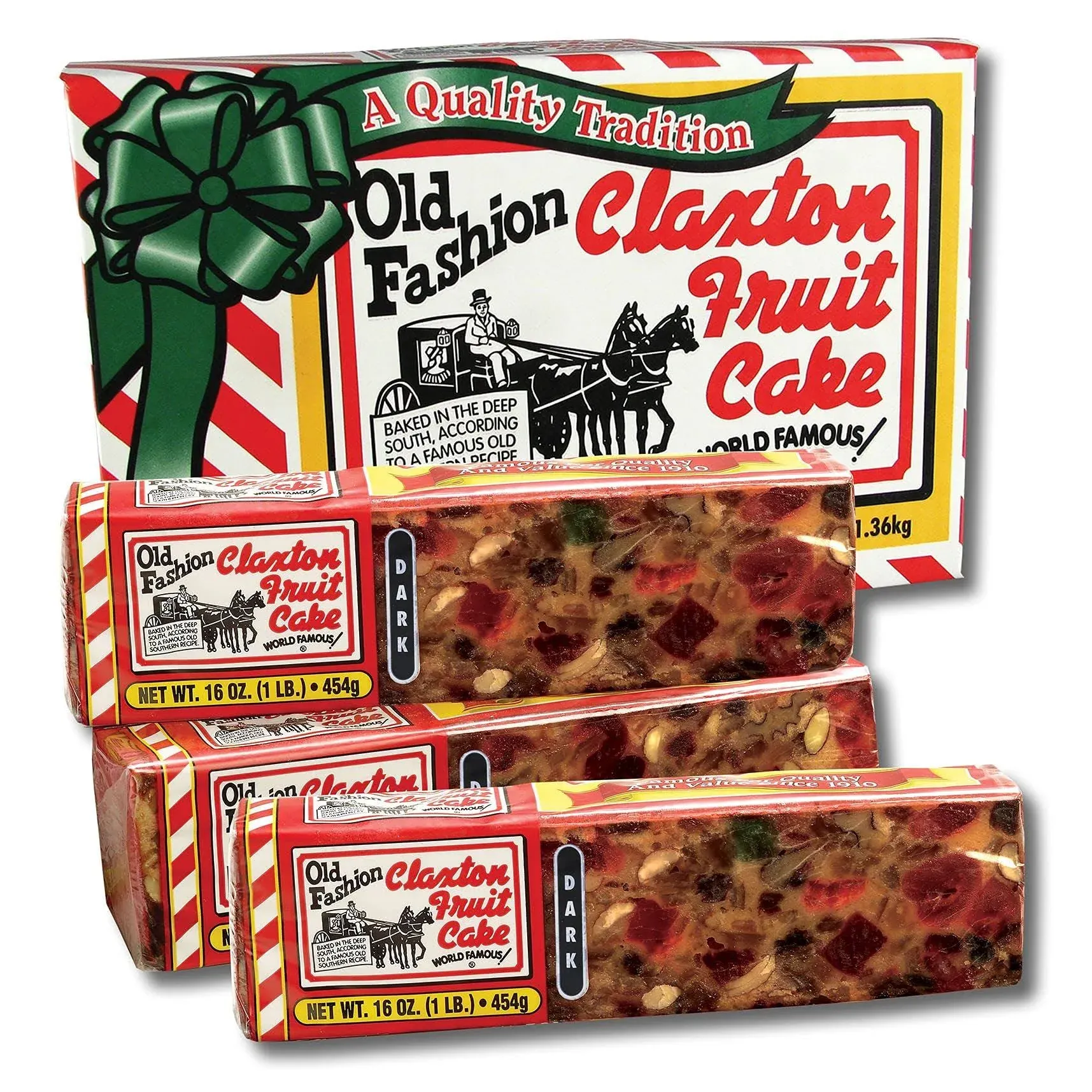 Fruit Cake Boxed 3 - 1 lb Dark Recipe Claxton Fruitcake