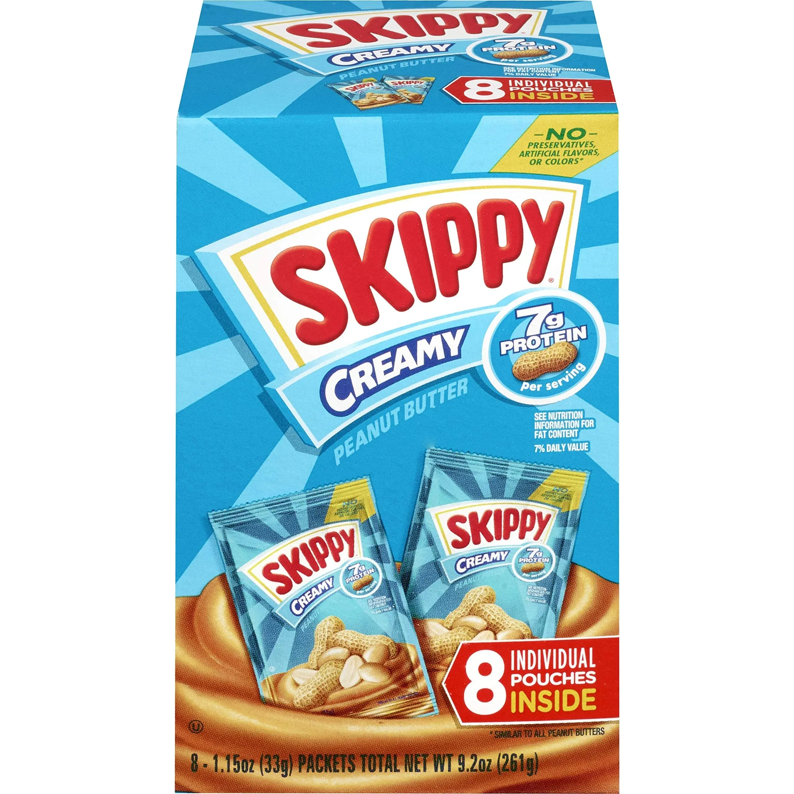 Skippy Creamy Peanut Butter Individual Squeeze Packs, 1.15 oz (64 pouches)