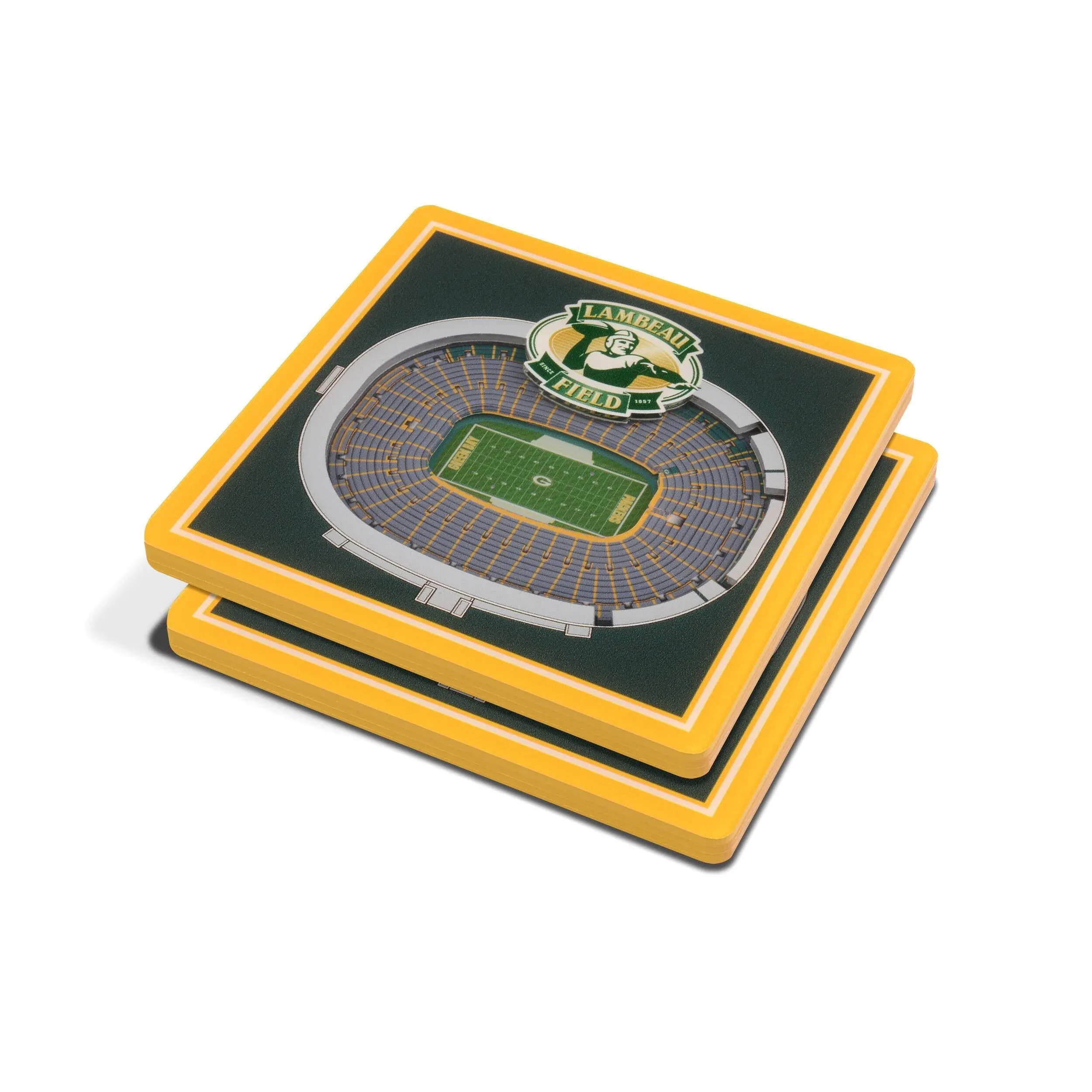 Officially Licensed NFL 3D StadiumViews Coaster Set- Green Bay Packers