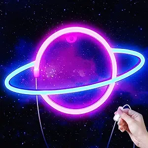 Lumoonosity Planet Neon Sign USB Powered Planet Light Led Neon Signs with On/Off Switch