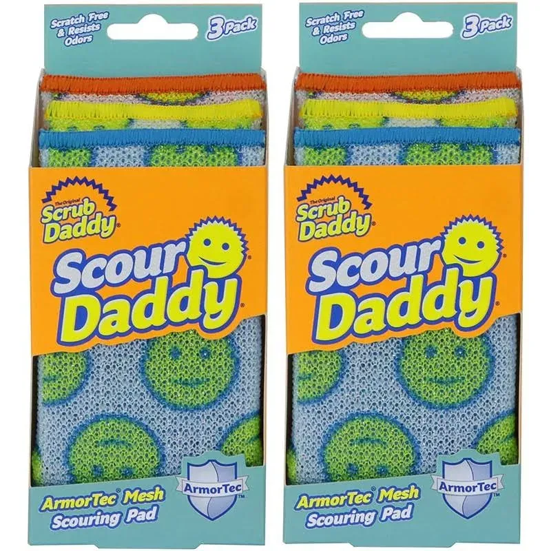 Scrub Daddy Scour Pads - Scour Daddy - Multi-Surface Scouring Pad, Absorbent, Durable, FlexTexture Sponge, Soft in Warm Water, Firm in Cold, Scratch