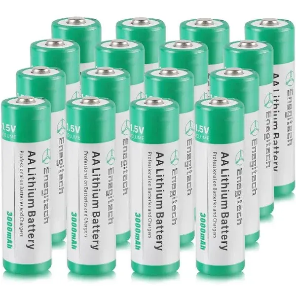 AA Lithium Battery 16 Pack, Enegitech 3000mAh 1.5V Double A Long-lasing Li-Iron ...