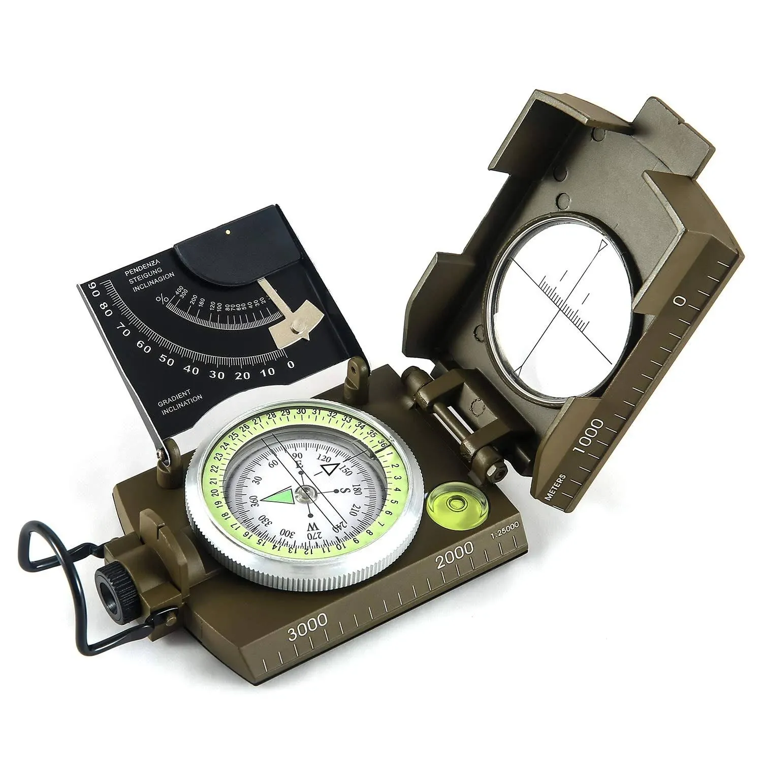 Eyeskey Multifunctional Military Sighting Navigation Compass with Inclinometer | Impact Resistant & Waterproof Compass for Hiking, Camping