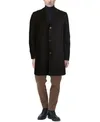 Men's Melton Classic-fit Topcoat In Black